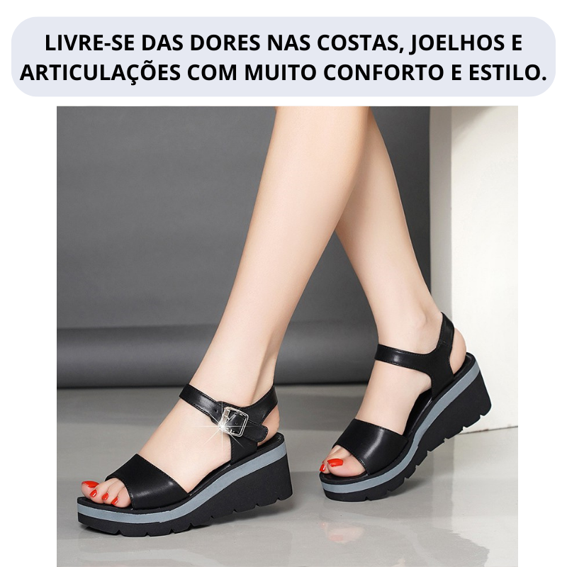Sandália Anabela Baixa Mari 1 Sandália Confort Anabela