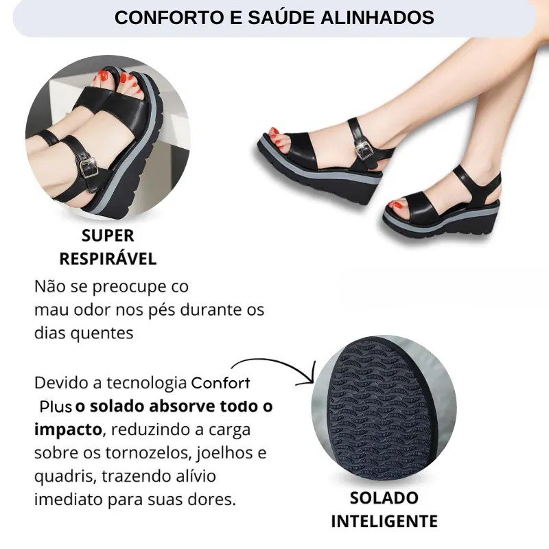 Sandália Anabela Baixa Mari 7 Sandália Confort Anabela