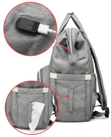 Bolsa Mochila Maternidade LeQueen USB 3 Bolsa Mochila Maternidade LeQueen USB