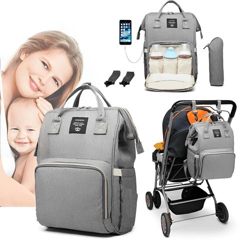 Bolsa Mochila Maternidade LeQueen USB 1 Bolsa Mochila Maternidade LeQueen USB