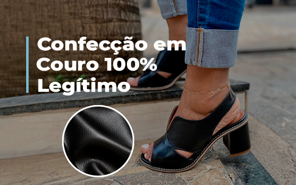 Sandália Feminina de Couro Legítimo - Laíza 2 Couro Legítimo - Laíza