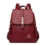 Mochila de Couro Feminina vermelha