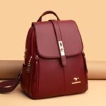 Mochila de Couro Feminina vermelha