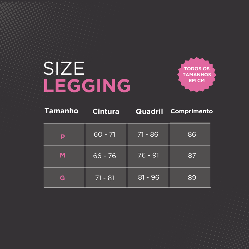 Legging Academia Feminina Push up 1 Chart 26