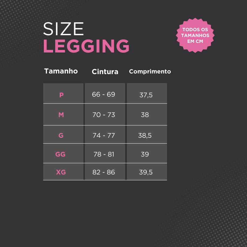 Shorts Saia para Academia Flexmove 1 Tabela de medidas