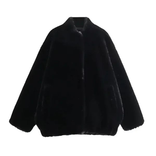 Casaco Inverno Feminino Felpudo Preto