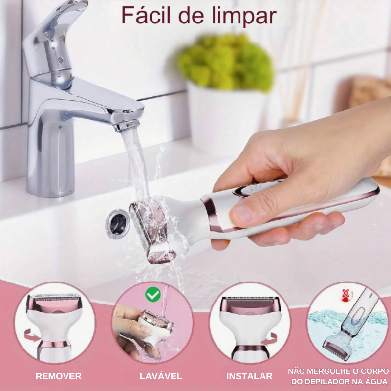 Depilador Elétrico Feminino 4 em 1 GleamPro 2 A configuracao quente abre os poros permitindo uma limpeza mais profunda 37