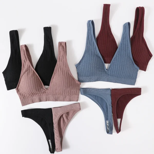 Conjunto Lingerie Femininas Canelado Ísis